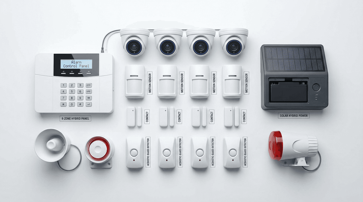 Residential 8-Zone Hybrid Power Security System — Solar-Backed 4K AI Surveillance
