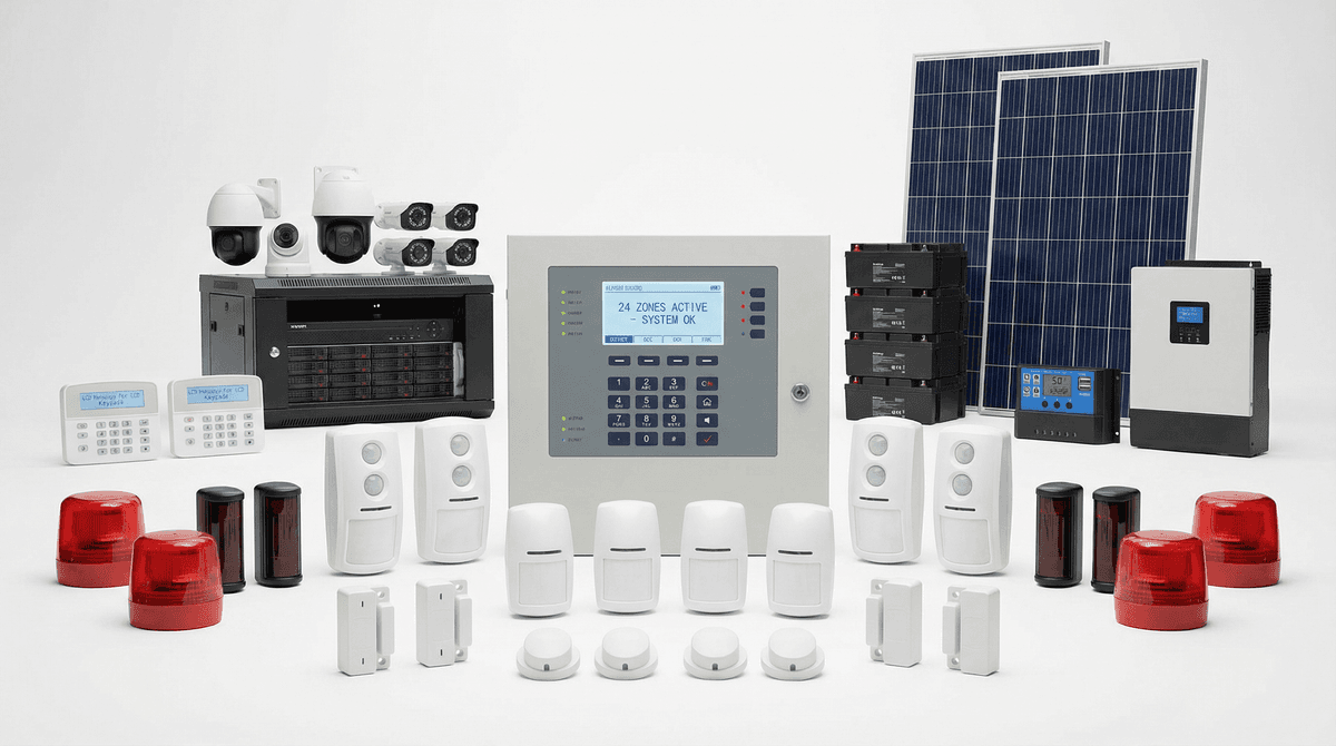 Warehouse 24-Zone Solar Hybrid Security System - 72-Hour Autonomy