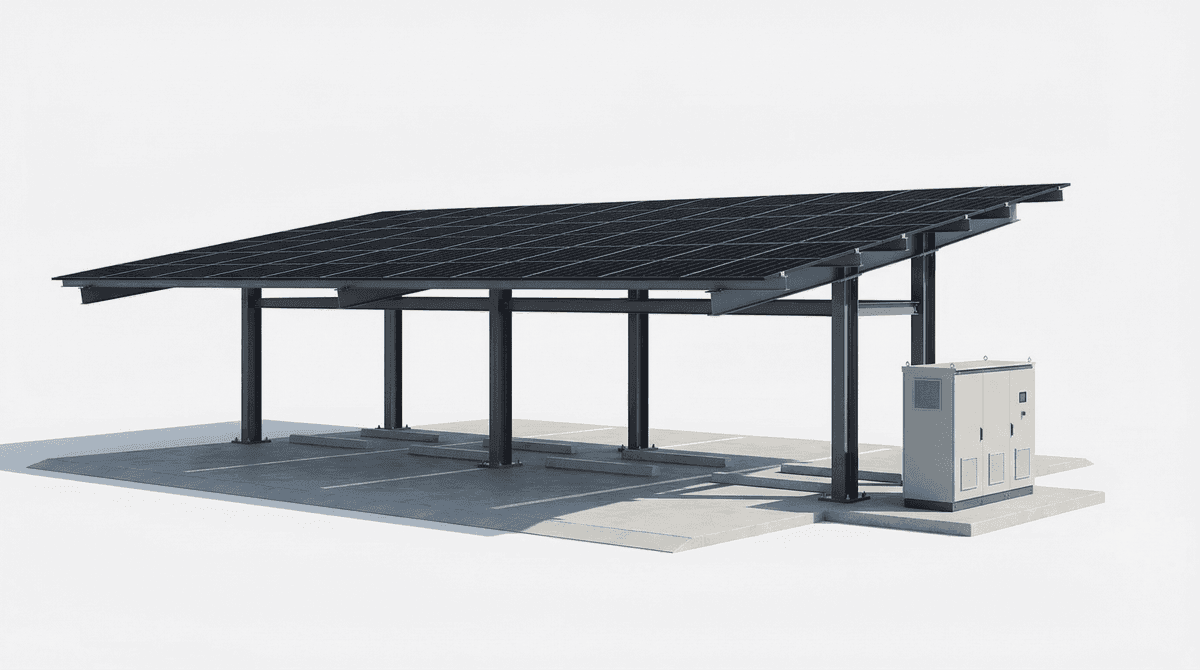 100kW Industrial HJT Fixed Carport - High-Efficiency Bifacial Solar Parking Solution