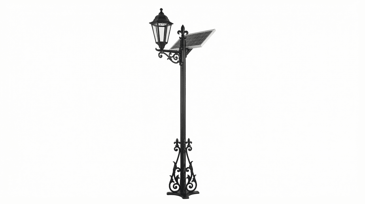 4m Classic European Garden Solar Streetlight – 15W LED, 3-Day Autonomy