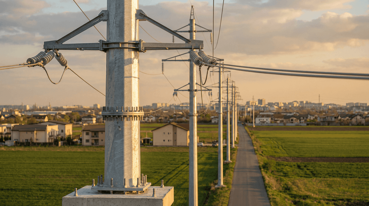 Bucharest Power Transmission Tower Project: 139×18m Steel Tubular Poles for 10kV Single-Circuit Line