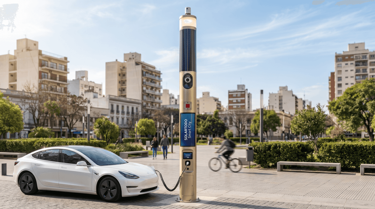 189-Unit Smart Streetlight Deployment in Córdoba, Argentina with 9m Flush Cylindrical Poles and Embedded 7kW EV Charging